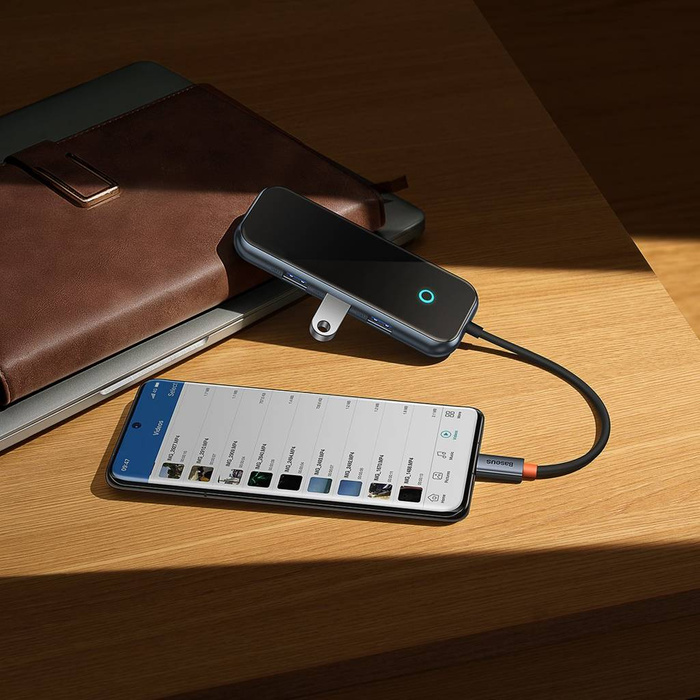 Dokovací stanice Baseus AcmeJoy 6-Port HUB (USB-C na USB-C PD & Data / 2xUSB3.0 / USB2.0 / HDMI / RJ45) tmavě šedá (WKJZ010013)