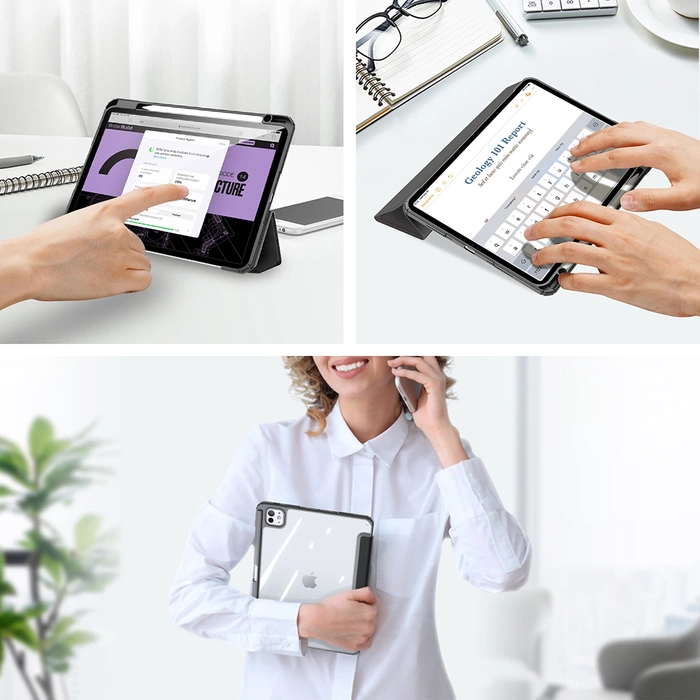 Dux Ducis Toby Hülle mit Klappe und Ständer für iPad Pro 11&quot; 2024 - Schwarz