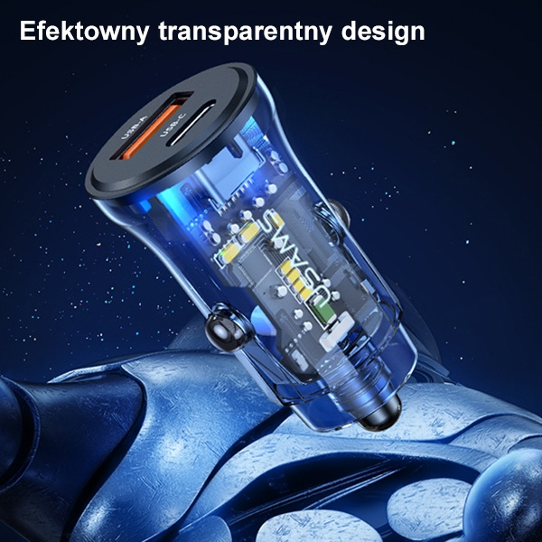 USAMS Charg. sam. 1xUSB+1xUSB-C C32 30W Fast Charge black/black CC164CC01 (US-CC164)