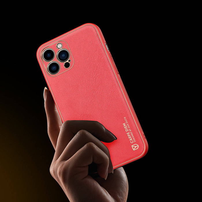 Coque élégante Dux Ducis Yolo en TPU souple et cuir PU pour iPhone 13 Pro rouge