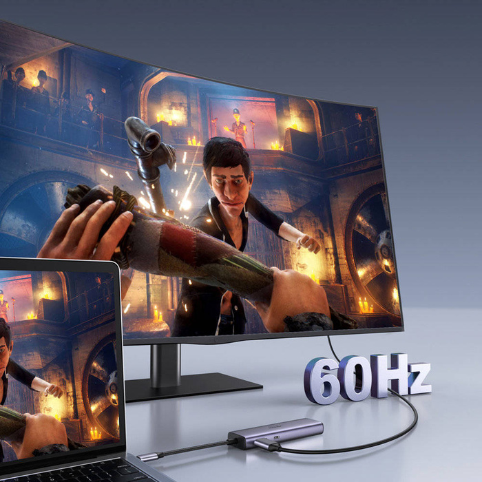 HUB multifunzionale Ugreen 7in1 USB Tipo C - 2x USB 3.2 Gen 1 / HDMI 4K 60Hz / Lettore di schede SD e TF / USB Tipo C PD 100W / RJ45 1000Mbps (1Gbps) grigio (60515 CM512)