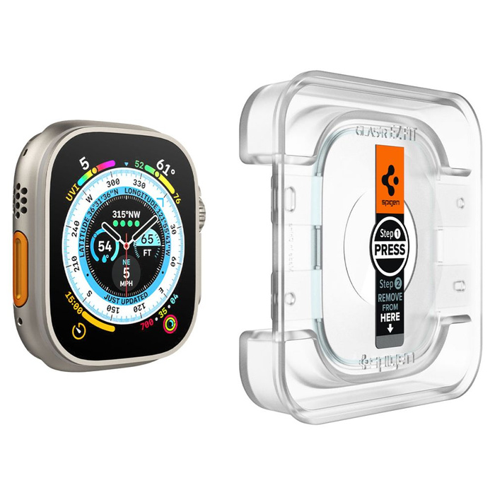 Vetro temperato Spigen GLAS.TR "EZ FIT" cONFEZIONE DA 2 Apple Watch ULTRA (49 MM) TRASPARENTE