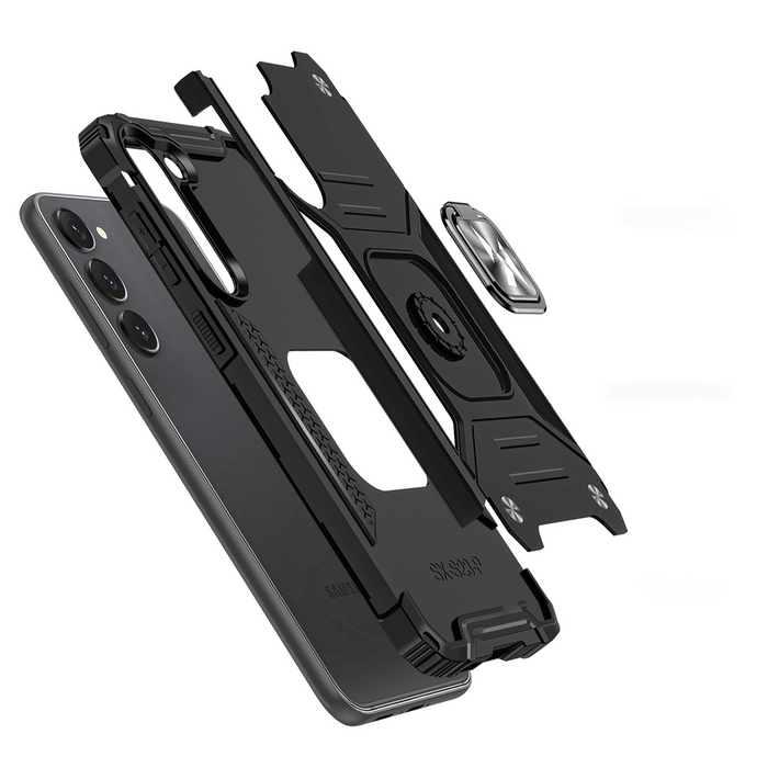 Wozinsky Ring Armor Hülle für Samsung Galaxy S23+ gepanzerte Hülle magnetischer Haltering schwarz