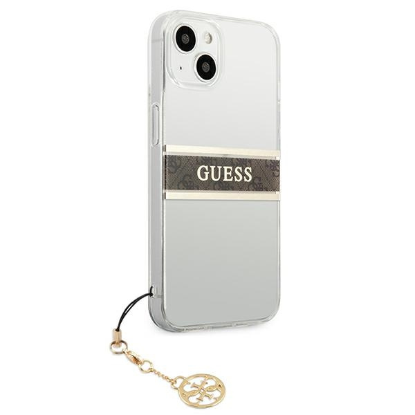 Case GUESS Apple iPhone 13 Mini 4G Brown Strap Charm Clear Hardcase