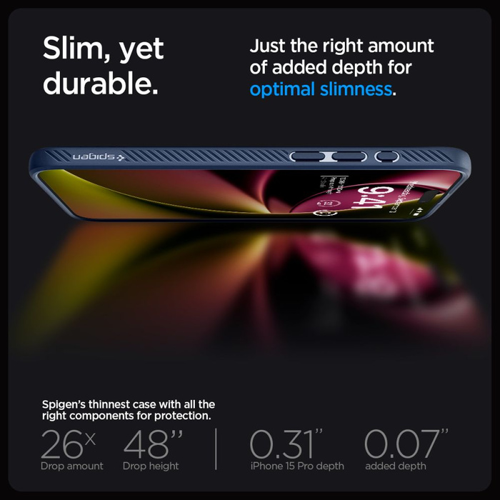 Coque Spigen Liquid Air iPhone 15 Pro Bleu marine Case