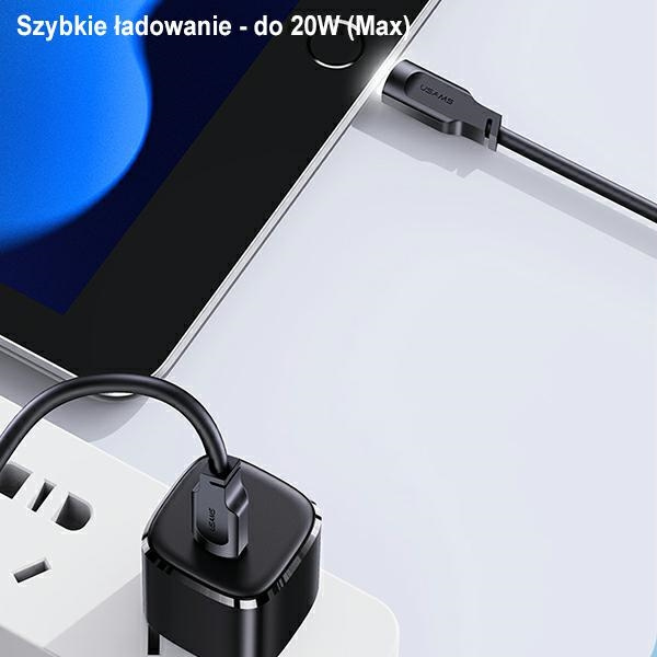 USAMS Kabel USB-C na Lightning PD Rychlé nabíjení 1,2 m 20W Lithe Series fialová/fialová SJ566USB03 (US-SJ566)