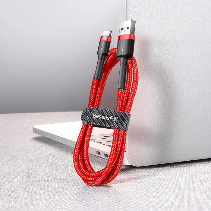 Baseus Cafule Cable odolný nylonový kabel USB / USB-C QC3.0 2A 2M červený (CATKLF-C09)