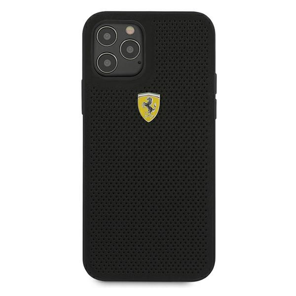 Puzdro FERRARI Apple iPhone 12 Pro Max On Track Perforovaný čierny pevný kufor