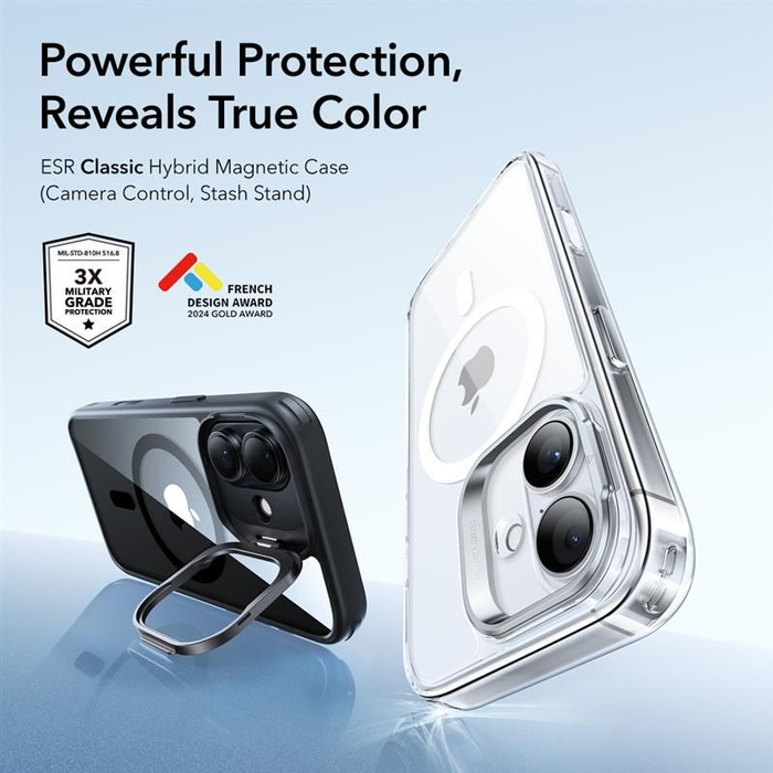 ESR CLASSIC HYBRID KICKSTAND MagSafe IPhone 17 CLEAR/BLACK