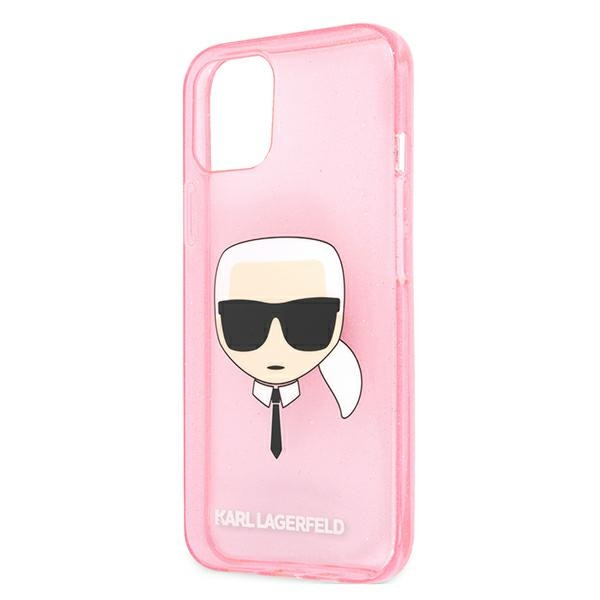 Cover KARL LAGERFELD Apple iPhone 13 Mini Glitter Karl's Head Pink Hardcase