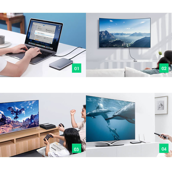 Ugreen kapesní pouzdro na pevný disk 2,5&#39;&#39; SATA 3.0 6Gbps šedá + kabel USB - USB typu C 0,5 m (CM300)