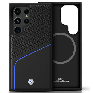 Case BMW Leather Textured and Smooth MagSafe for Samsung Galaxy S25 Ultra black