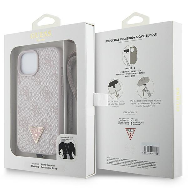 Case Guess GUHCP15MP4TDSCPP iPhone 15 Plus 6.7" pink/pink hardcase Crossbody 4G Metal Logo Case