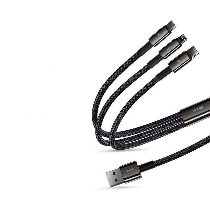 Cable USB Baseus Tungsten 3en1 - USB Tipo C / Lightning / micro USB 3.5 A 1.5 m negro (CAMLTWJ-01)