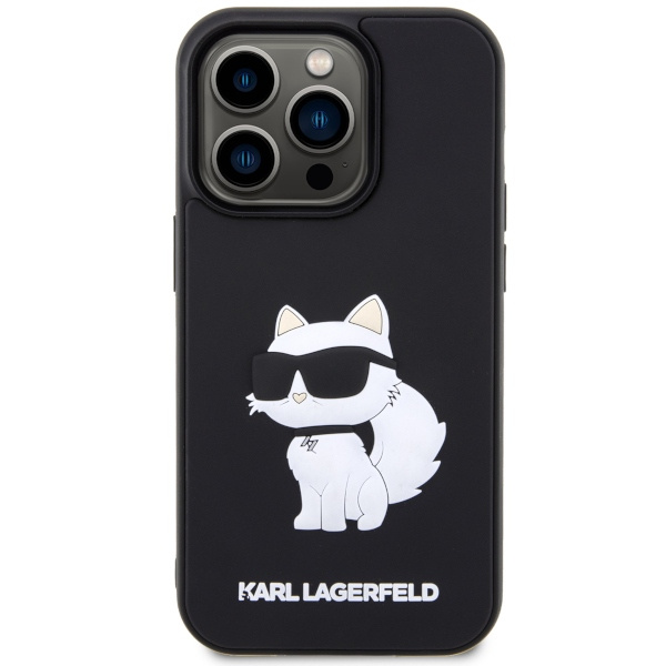 Hülle Karl Lagerfeld KLHCP14X3DRKHNK iPhone 14 Pro Max 6,7" schwarz/schwarz hartcase Rubber Choupette 3D Case