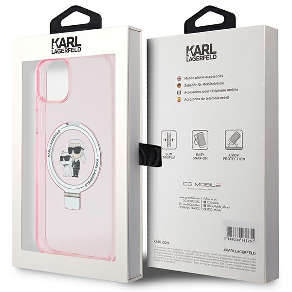 Coque Karl Lagerfeld KLHMP15MHMRSKCP iPhone 15 Plus 6.7" pink/pink hardcase Ring Stand Karl&amp;Choupettte MagSafe Case