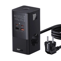 Baseus PowerCombo Tower Ladestation 100W 2 x EU + 2 x USB-A + 2 x USB-C 1,5m - Schwarz