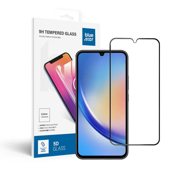Szkło hartowane do Samsung Galaxy A34 5G (full glue / case friendly) Blue Star 5D czarne
