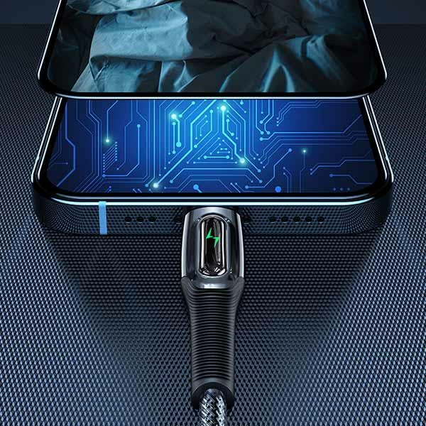 USAMS Kabel geflochtenes USB-C zu Lightning Smart Power-off 20W PD Kabel1.2m dunkelgrün/dunkelgrün SJ518USB02 (US-SJ518)