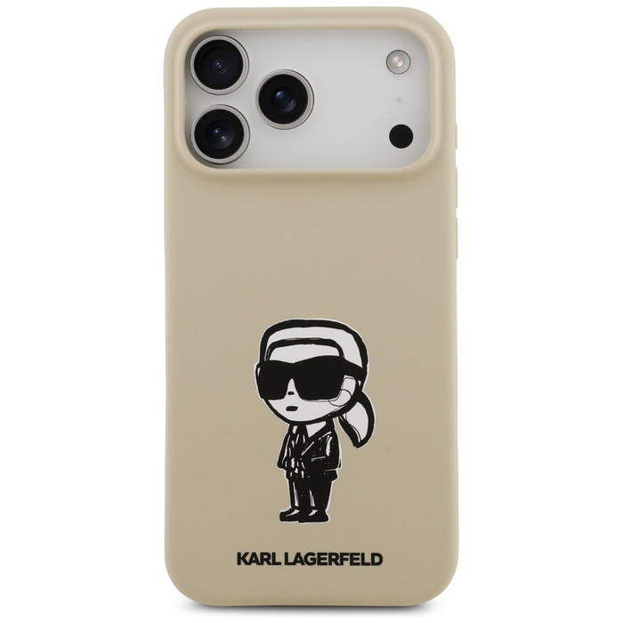 Etui Karl Lagerfeld Silicone Karl Sketch & Logo MagSafe do iPhone 17 Pro Max brązowy
