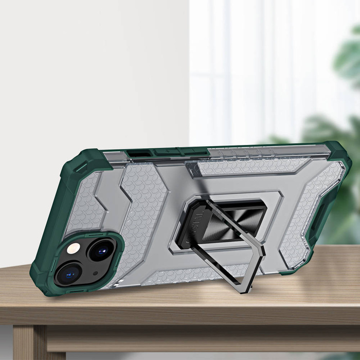 Crystal Ring Case Kickstand Tough Rugged Cover per iPhone 12 verde