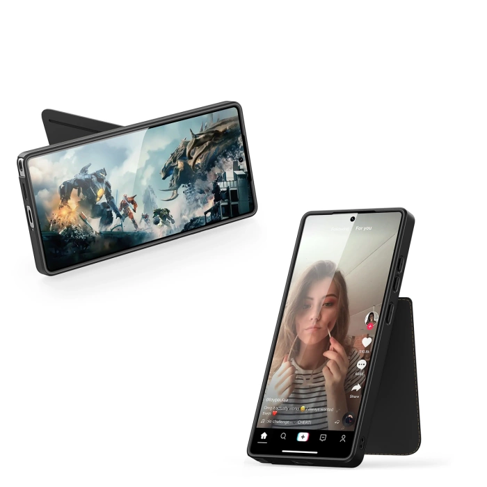 Dux Ducis Rafi II Hülle für Samsung Galaxy S25 Ultra mit Ständer und Geldbörse – Schwarz