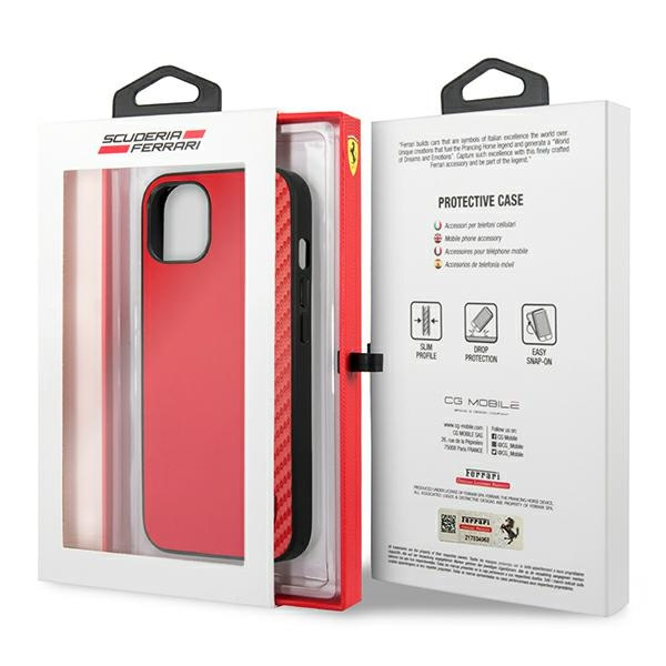 Puzdro FERRARI Apple iPhone 13 Mini On Track Carbon Stripe Red Hardcase