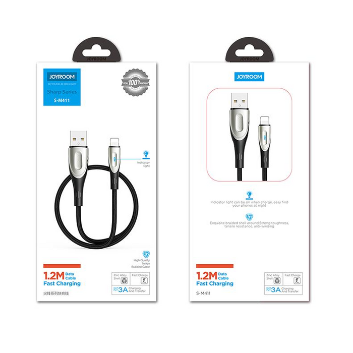 Joyroom Sharp Series kabel rychlé nabíjení USB-A - Lightning 3A 2m černá (S-M411)
