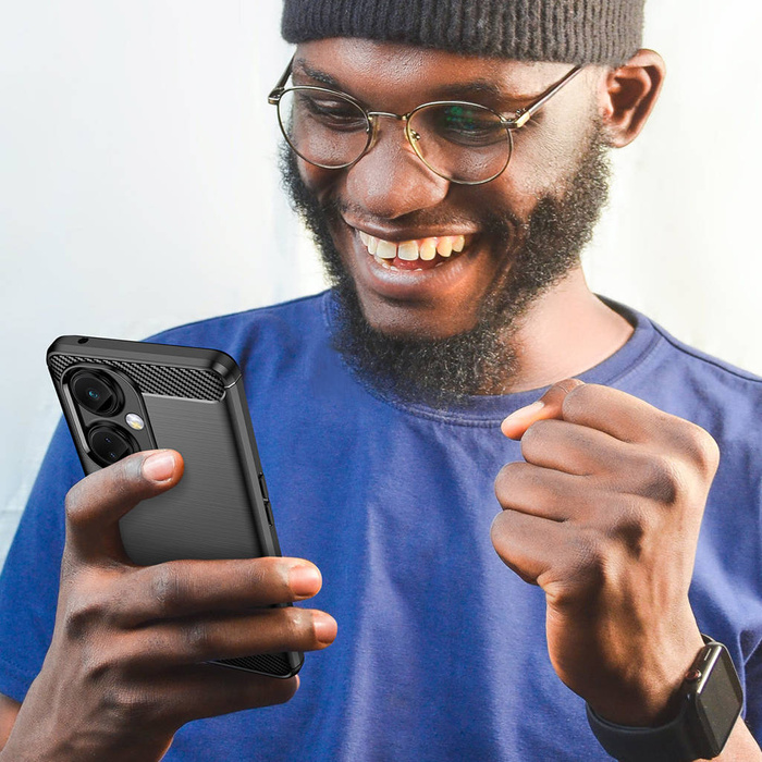Pouzdro Carbon Case pro OnePlus Nord CE 3 flexibilní silikonový karbonový kryt černý
