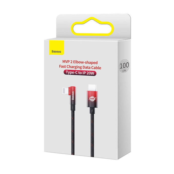 Baseus MVP 2 Elbow-shaped Fast Charging Data Cable Type-C to iP 20W 1m Black+Red