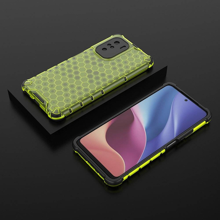 Custodia per armatura a nido d&#39;ape con paraurti in TPU per Xiaomi Redmi K40 Pro+ / K40 Pro / K40 / Poco F3 verde