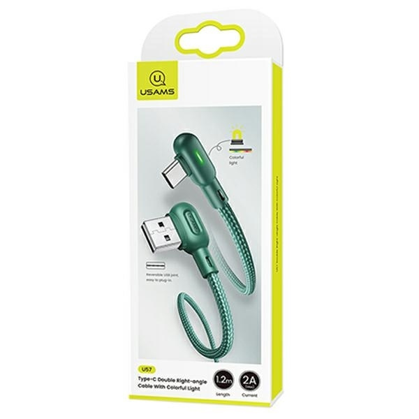 Cavo Angolare USAMS USB-A USB-C U57 1.2m 2A Verde