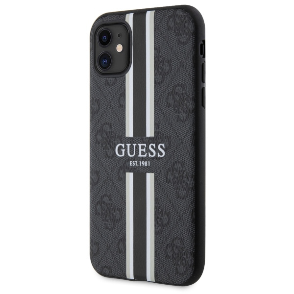 Coque Guess GUHMN61P4RPSK iPhone 11 / Xr noir/noir durcase 4G Printed Stripes MagSafe Case