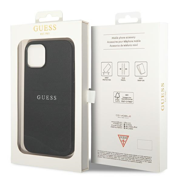 Hülle Guess iPhone 14 Plus 6,7" schwarz/schwarz Saffiano Armband