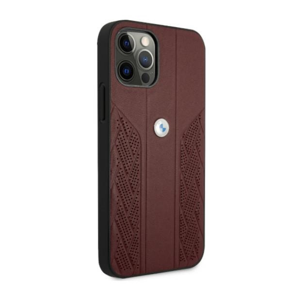 Cover BMW Apple iPhone 12 Pro Max Leather Curve Perforate Red Hardcase
