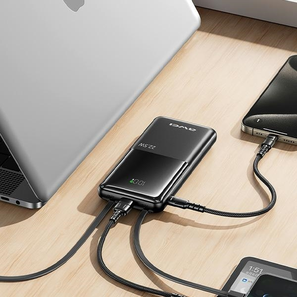 AWEI PowerBank P76K 10000mAh 22.5W czarny/black Digital Display