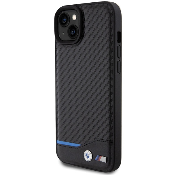 Etui BMW BMHCP15M22NBCK iPhone 15 Plus 6.7" czarny/black Leather Carbon Case
