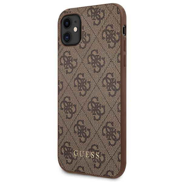 Hülle Guess GUHCN61G4GFBR iPhone 11 6.1" braun/braun hart case 4G Metall Gold Logo