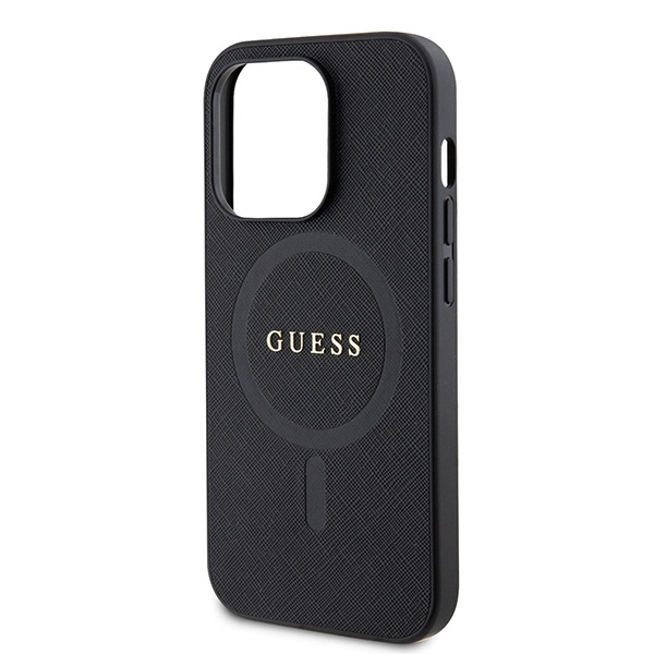 Case Guess GUHMP15XPSAHMCK iPhone 15 Pro Max 6.7" black/black hardcase Saffiano MagSafe Case