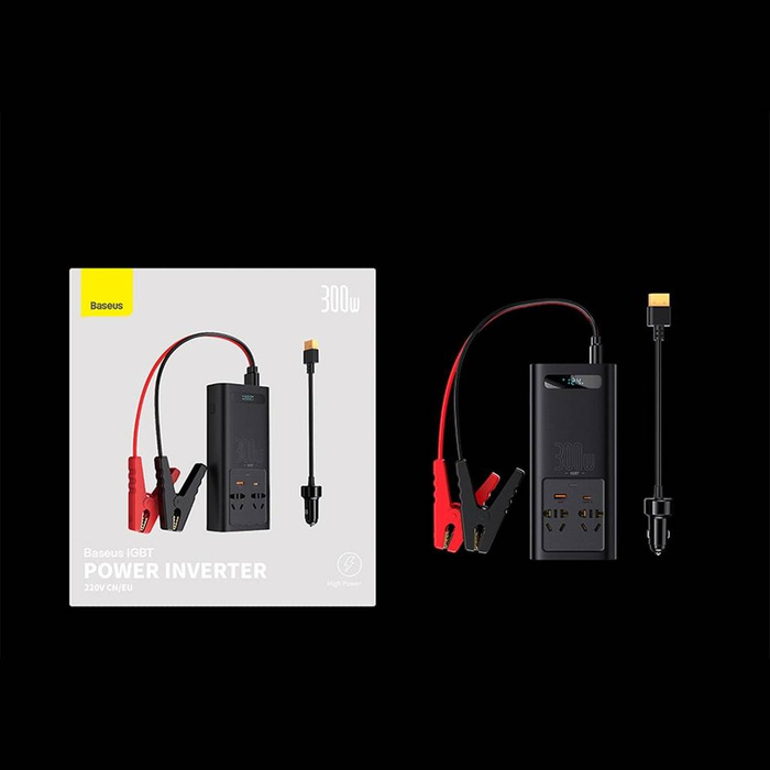 Baseus IGBT Inverter di alimentazione per auto 300 W 220 V (spina CN / EU) Nero (CGNB010101)