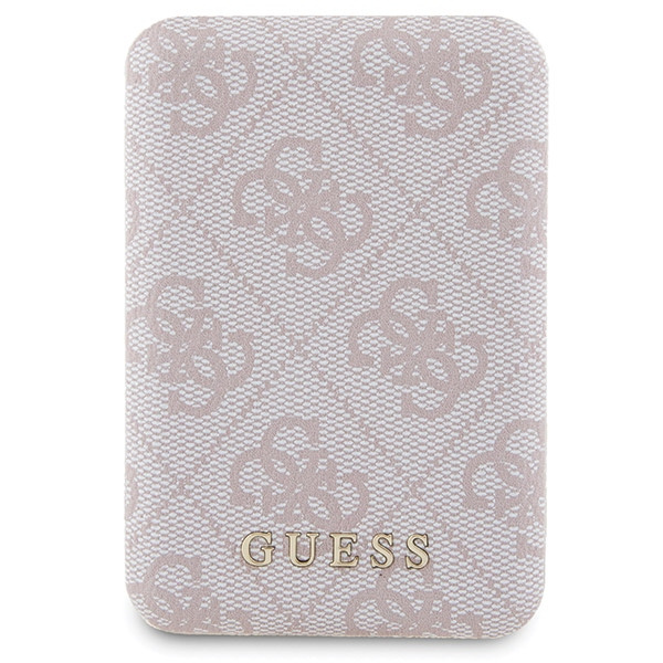 Zestaw Guess GUBPM5P15S4GEMGP iPhone 15 6.1" hardcase + Powerbank 5000mAh MagSafe różowy/pink 4G Metal Logo