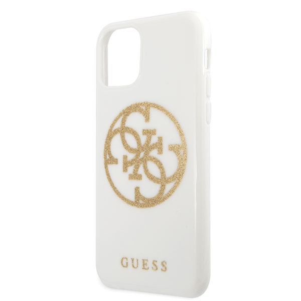 Coque GUESS Apple iPhone 11 Pro Max Glitter 4G Circle Logo White Case