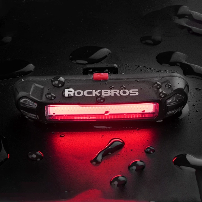 Luce posteriore per bicicletta Rockbros A54BK + micro USB - cavo USB-A - nero