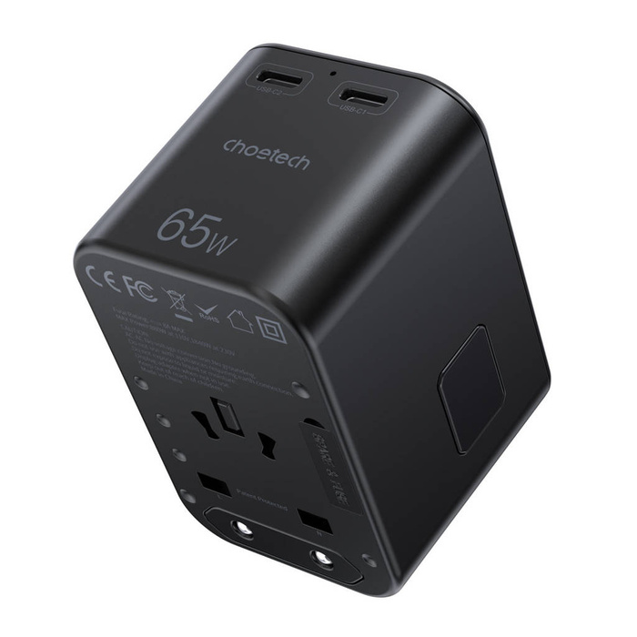 Choetech gaN 2 x USB typu C / USB 65W Power Delivery rychlonabíječka černá (PD5009-BK)