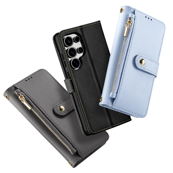 Dux Ducis Lawa Leather Case for Samsung Galaxy S25 Ultra with Detachable Magnetic Wallet - Gray