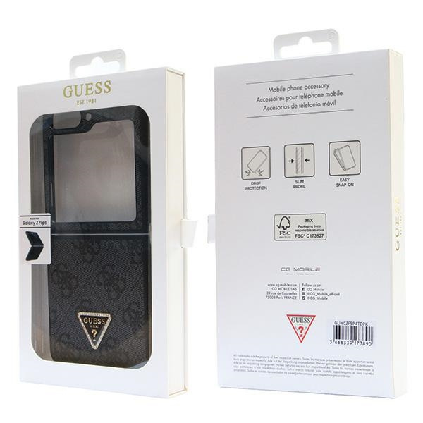 Hülle Guess GUHCZF5P4TDPK F731 Galaxy Z Flip5 schwarz/schwarz hartcase Leder 4G Diamond Triangle Case