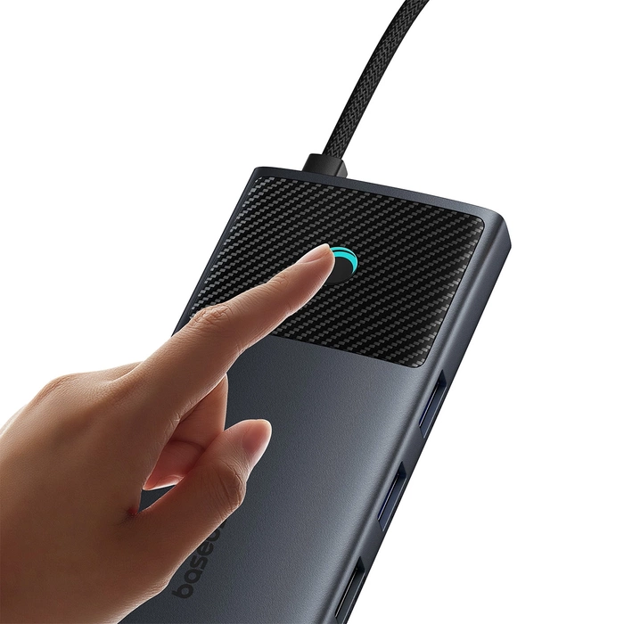 USB HUB 11v1 Baseus Metal Gleam Series II USB-A/USB-C PD/HDMI/DP/RJ45/SD/TF - černý