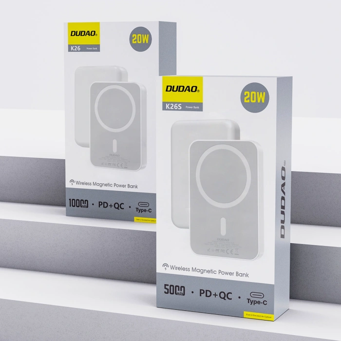Powerbank Dudao K26 10000mAh 20W USB-A / USB-C / MagSafe - biały