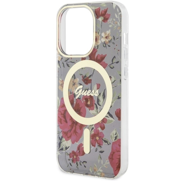 Hülle Guess GUHMP14LHCFWSA iPhone 14 Pro 6.1" grün/khaki hartcase Flower MagSafe Case