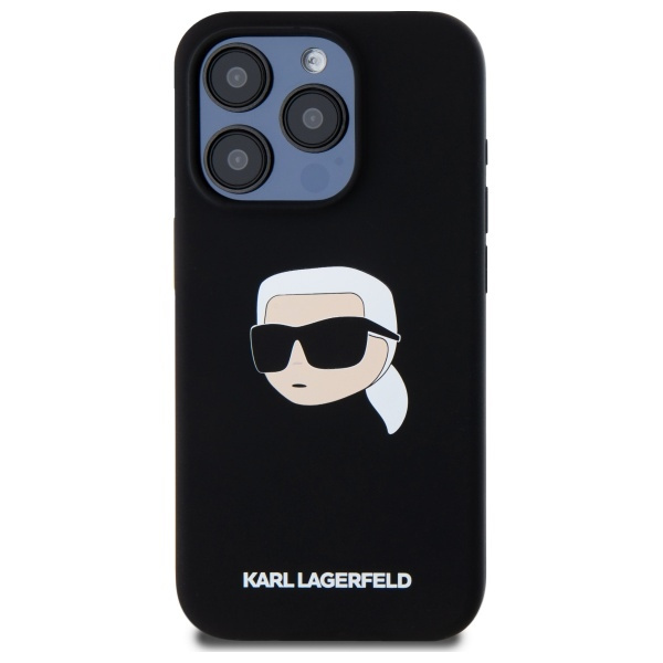 Karl Lagerfeld KLHMP15XSKHPPLK iPhone 15  Pro Max 6.7" czarny/black hardcase Silicone Karl Head Print MagSafe